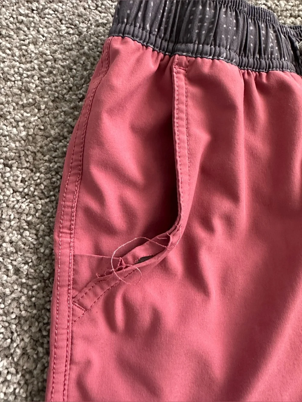Vuori Women's Athletic Shorts in Dusty Rose with Black Waistband